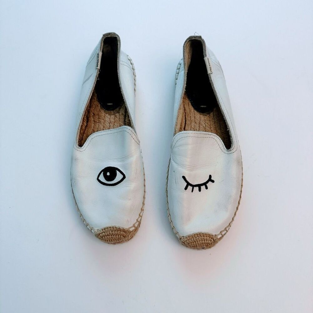 Soludos Jason Polan Wink Embroidered Leather Espadrilles‎ Women’s Size 7 Shoes